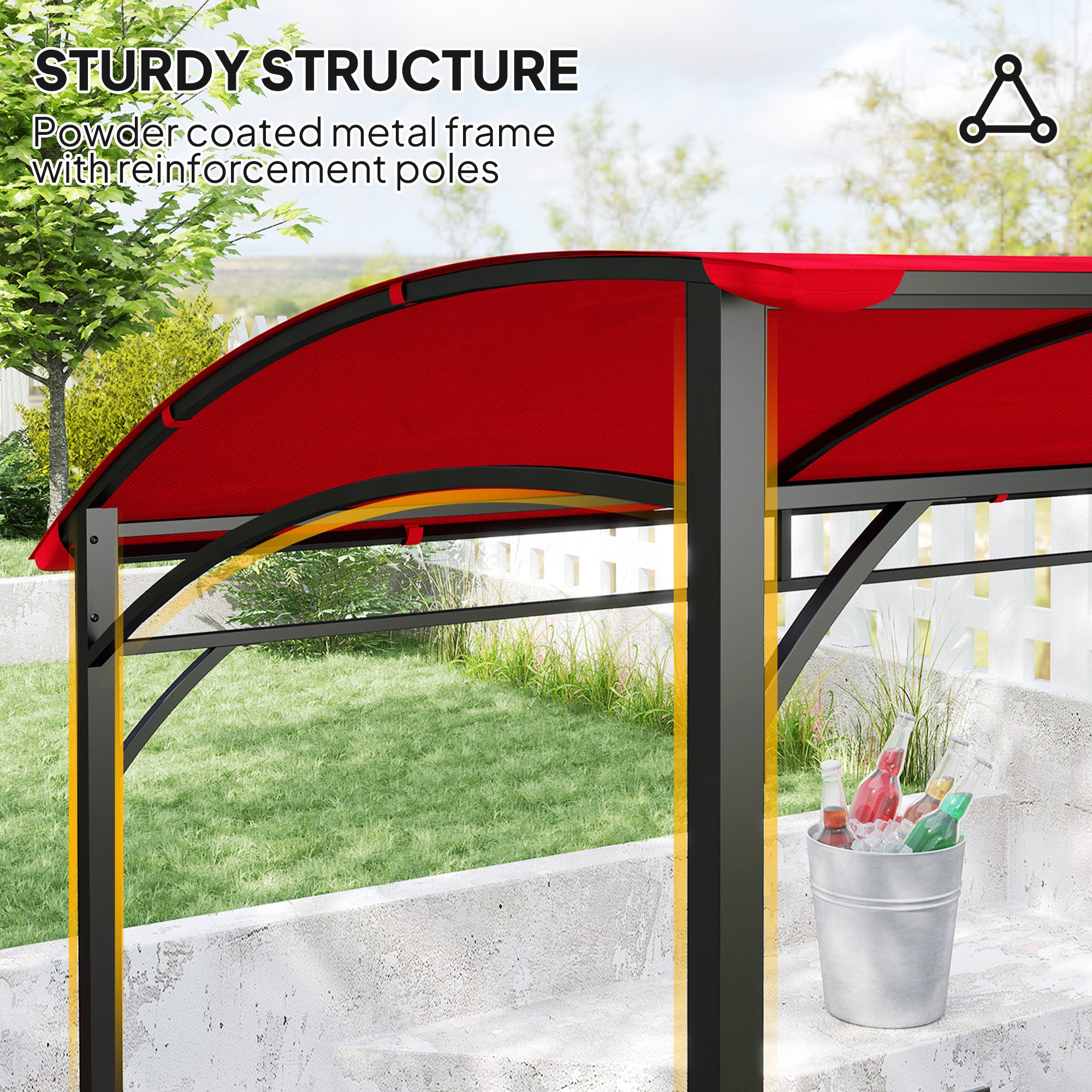 Outsunny 7' x 5' BBQ Grill Gazebo Tent, Garden Grill Canopy with Steel Frame and Hooks, Outdoor Sun Shade, Wine Red