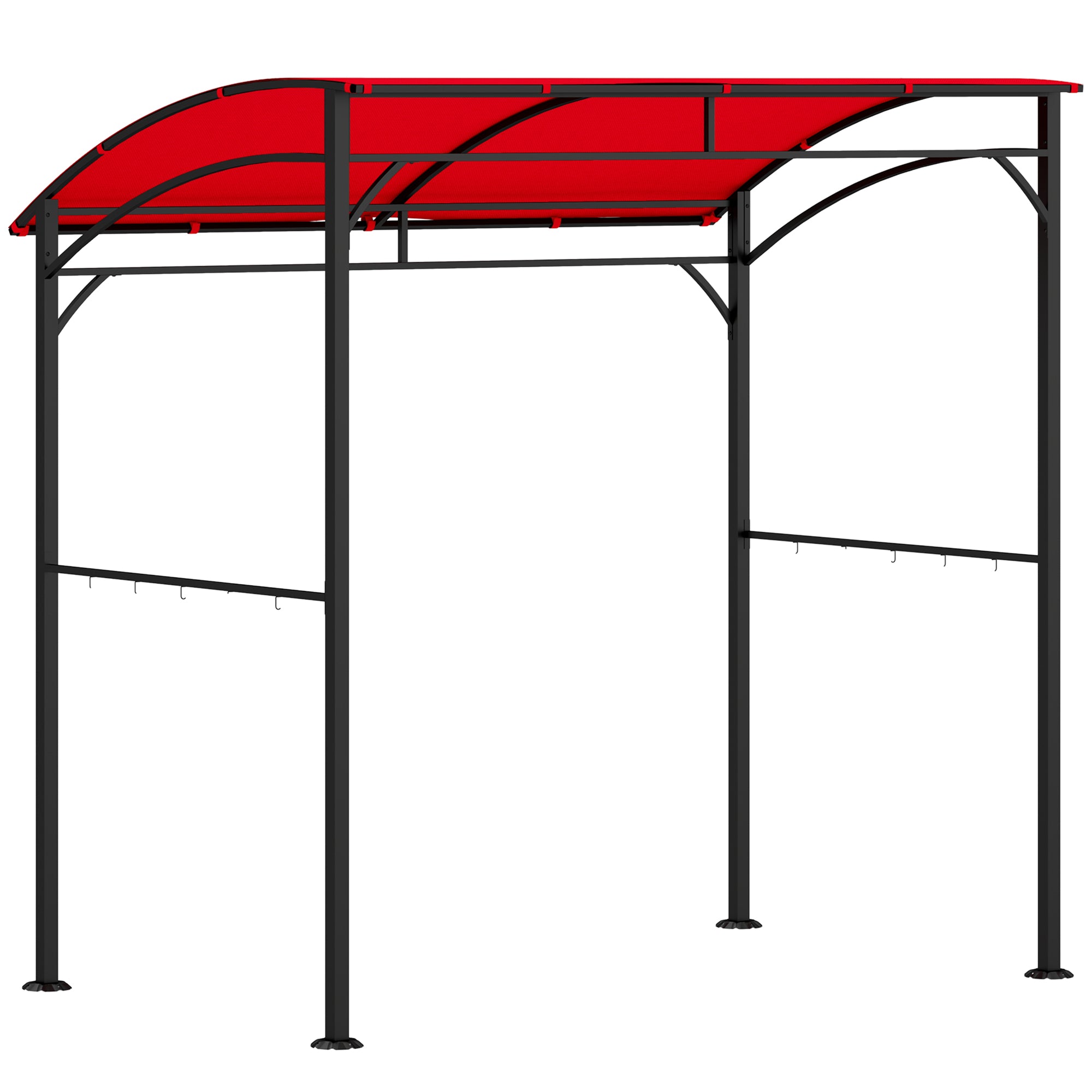 Outsunny 7' x 5' BBQ Grill Gazebo Tent, Garden Grill Canopy with Steel Frame and Hooks, Outdoor Sun Shade, Wine Red