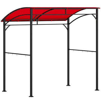 Outsunny 7' x 5' BBQ Grill Gazebo Tent, Garden Grill Canopy with Steel Frame and Hooks, Outdoor Sun Shade, Wine Red