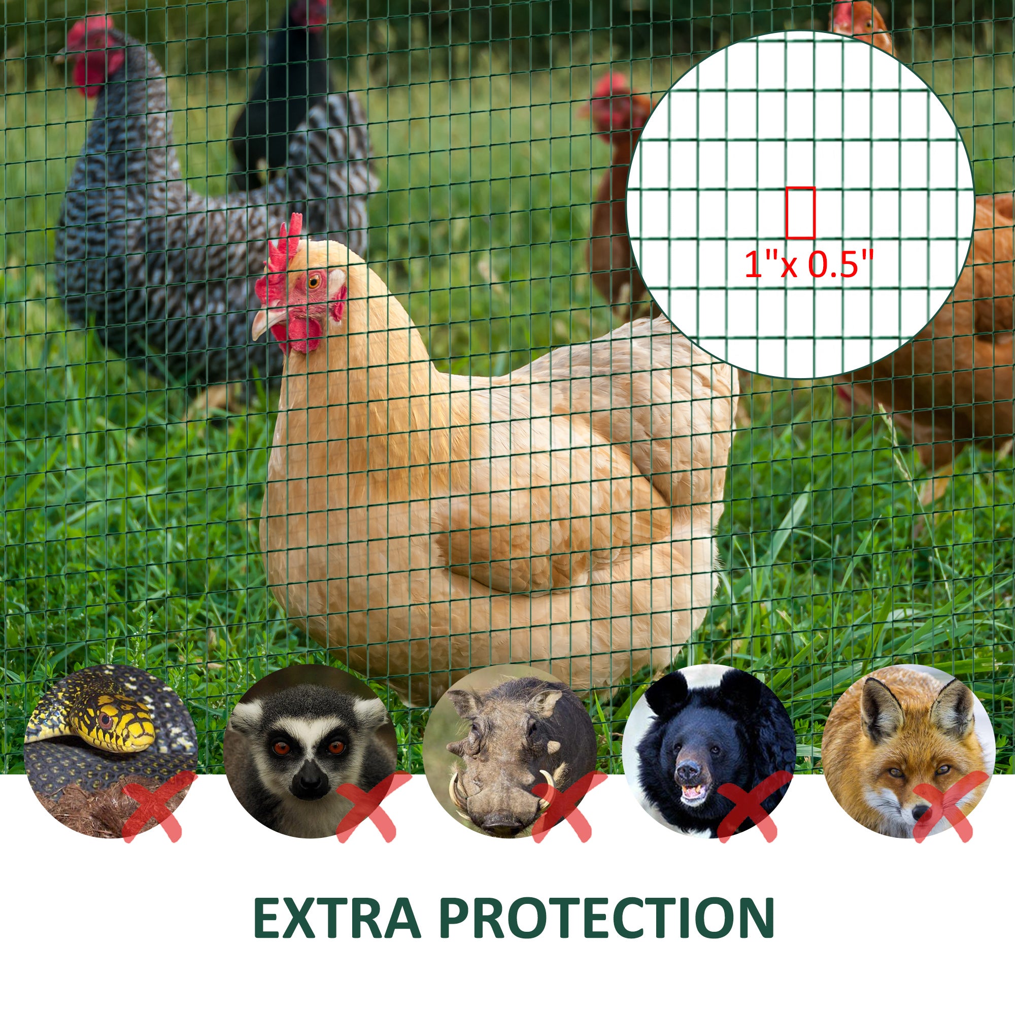 PawHut Chicken Wire Fencing 98' x 3', 1" x 0.5" Rectangle Chicken Wire for Crafts Garden Poultry, Metal Hardware Cloth Netting for Chicken Coops, Rabbit Cage, Dark Green