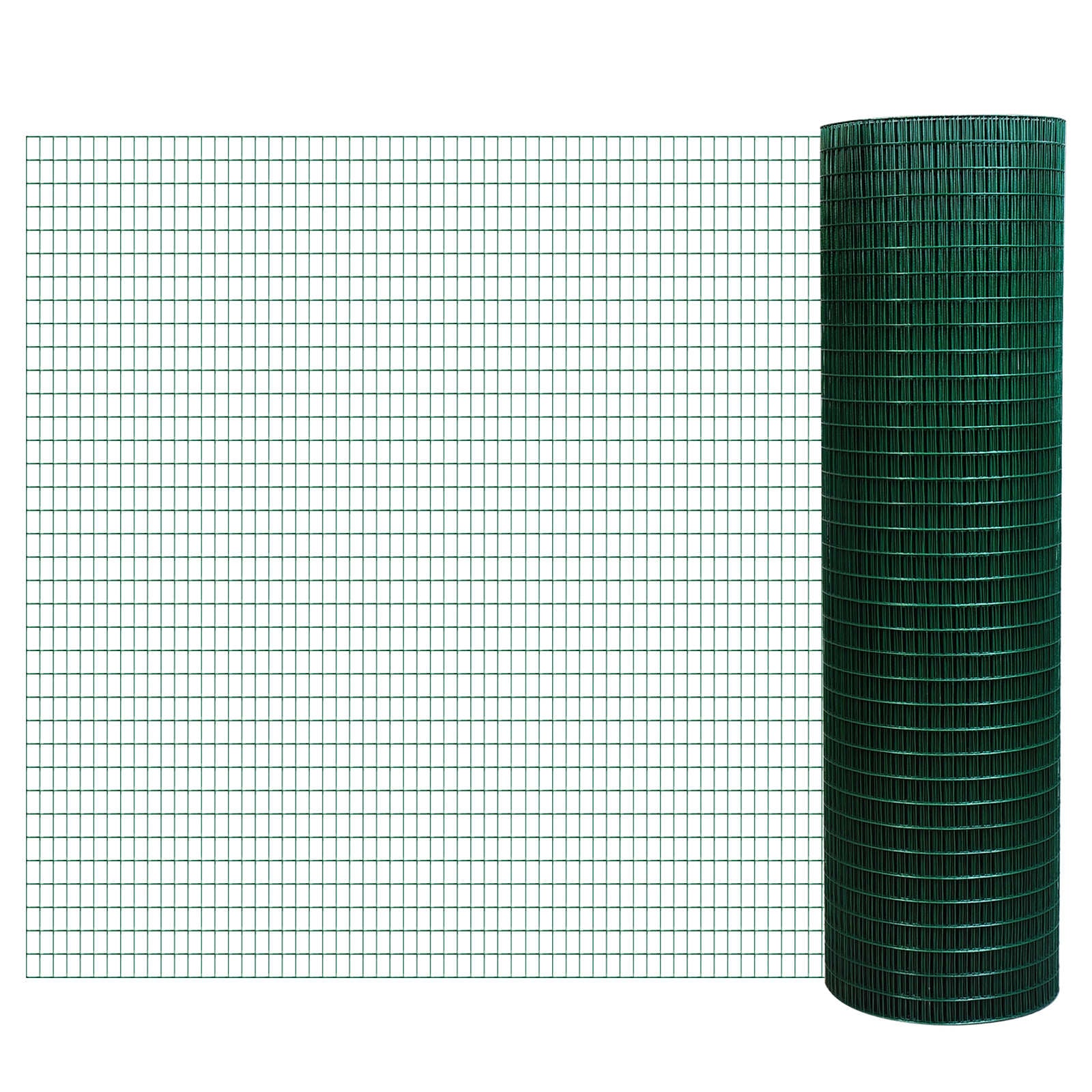 Pawhut PVC Coated Welded Wire Mesh Fencing Chicken Poultry Aviary Fence Run Hutch Pet Rabbit 30m Dark Green