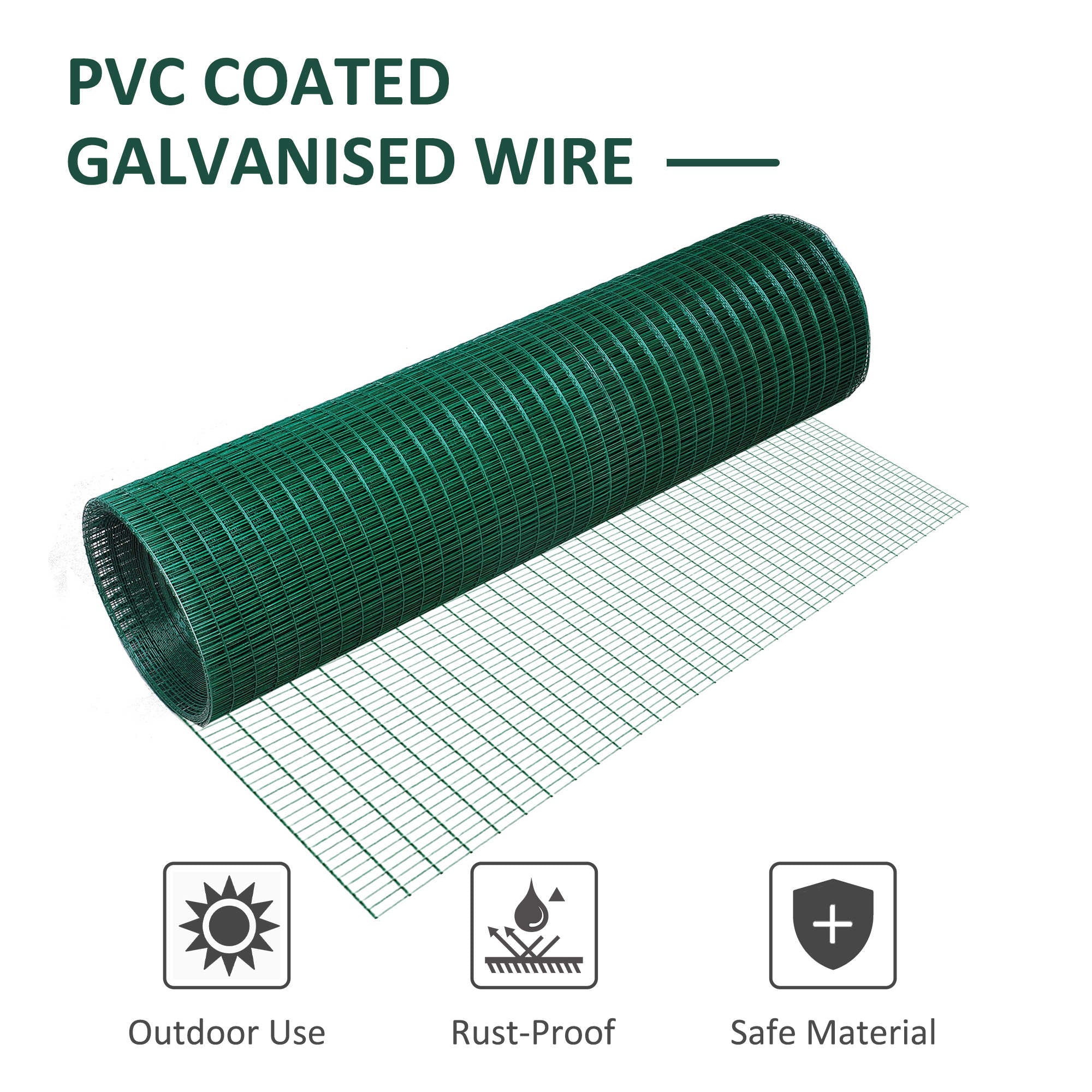 PawHut Chicken Wire Fencing 98' x 3', 1" x 0.5" Rectangle Chicken Wire for Crafts Garden Poultry, Metal Hardware Cloth Netting for Chicken Coops, Rabbit Cage, Dark Green