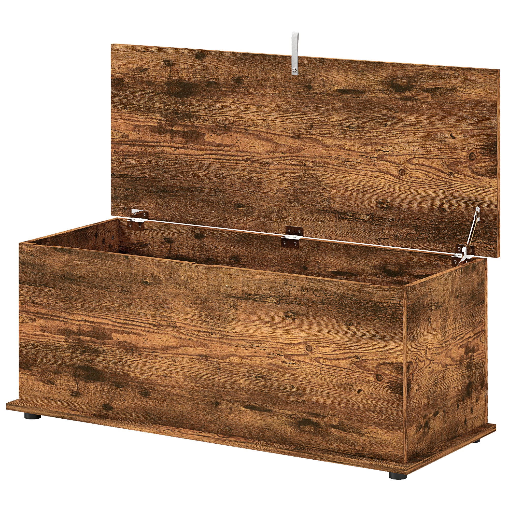 HOMCOM 39.5" Lift Top Storage Chest with 2 Safety Hinges, Storage Box Organizer with Flip-Top Lid, Entryway Bench, Rustic Brown