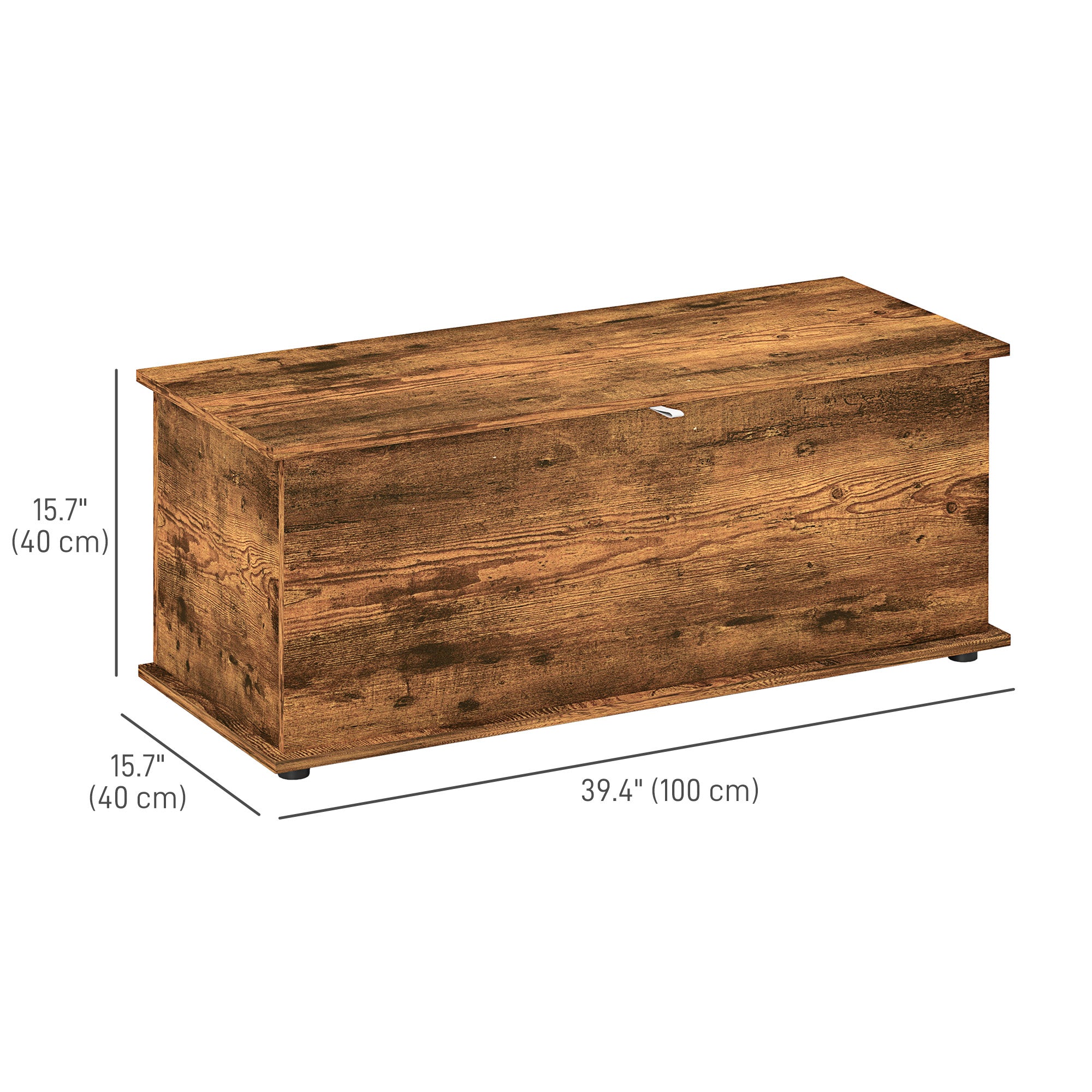 HOMCOM 39.5" Lift Top Storage Chest with 2 Safety Hinges, Storage Box Organizer with Flip-Top Lid, Entryway Bench, Rustic Brown