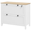 HOMCOM Lateral File Cabinet with 2 Drawer, Lockable Filing Cabinet with Adjustable Hanging Bar for Letter, A4 and Legal Size, White