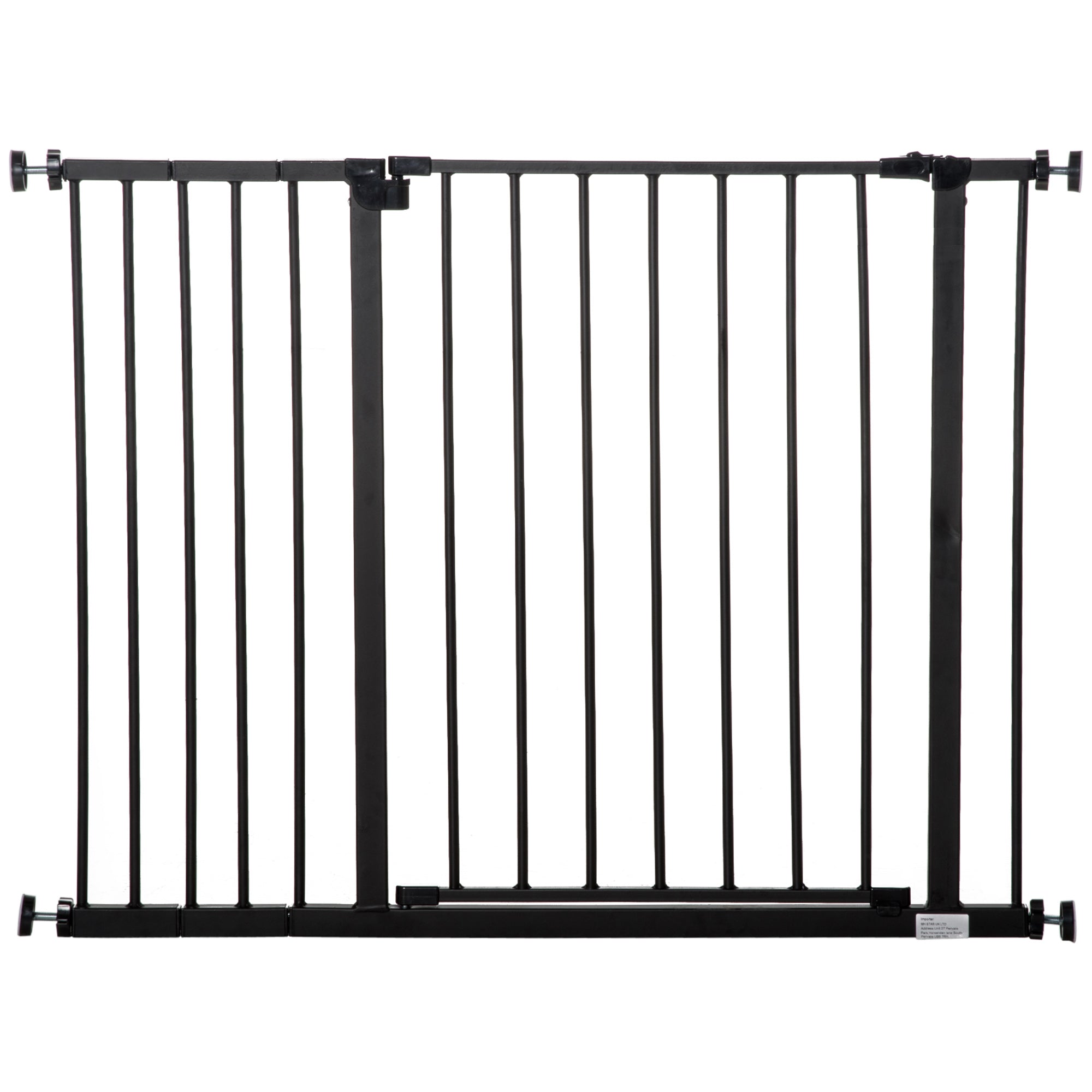 PawHut 30 Inch Tall Pet Gate with Door Dog Gate and Barrier Indoor for Stairs Includes 4", 6" Extensions Kit, Pressure-Mounted Safety Gate, Black