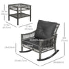 Outsunny 3 Pieces Outdoor PE Rattan Rocking Chair Set, Patio Wicker Rocker Chair Bistro set with Padded Cushions and Storage, for Garden Backyard Porch, Mixed Grey