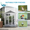 PawHut 65" Bird Cage Large Wooden Aviary for Canary with Standing Pole Nest Slide-out Tray, for Indoor Outdoor, Grey