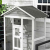 PawHut 65" Bird Cage Large Wooden Aviary for Canary with Standing Pole Nest Slide-out Tray, for Indoor Outdoor, Grey