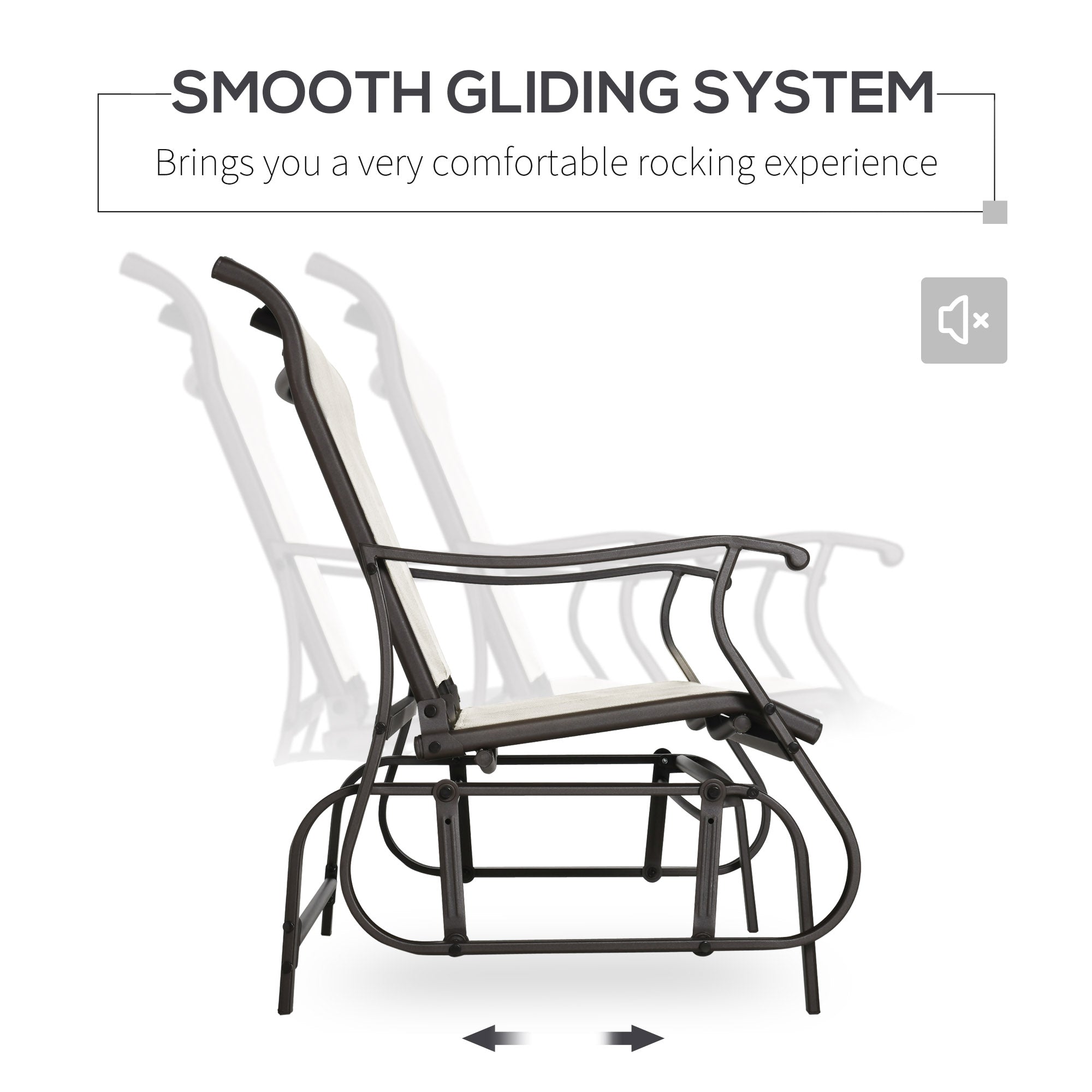 Outsunny 2-Person Outdoor Glider Chair, Patio Glider Rocking Chair with Mesh Seat and Backrest, Steel Frame for Outdoor, Backyard, Cream White