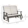 Outsunny 2-Person Outdoor Glider Chair, Patio Glider Rocking Chair with Mesh Seat and Backrest, Steel Frame for Outdoor, Backyard, Cream White