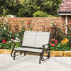 Outsunny 2-Person Outdoor Glider Chair, Patio Glider Rocking Chair with Mesh Seat and Backrest, Steel Frame for Outdoor, Backyard, Cream White