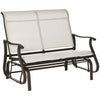 Outsunny 2-Person Outdoor Glider Chair, Patio Glider Rocking Chair with Mesh Seat and Backrest, Steel Frame for Outdoor, Backyard, Cream White