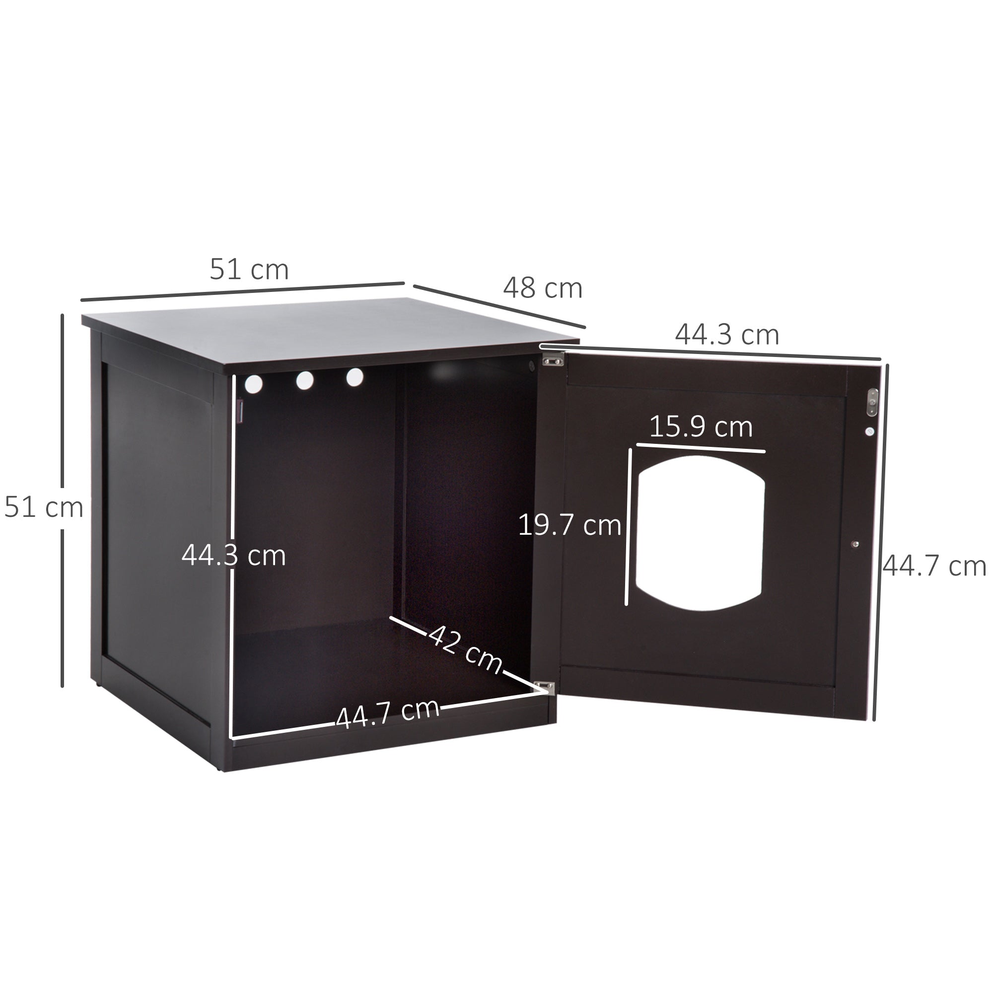 PawHut 2 in 1 Litter Box Enclosure Toilet Wooden Cat House Litter Tray Cover Pet Bed Home Furniture for Living Room Bedroom 51 x 48 x 51 cm (Dark Brown)