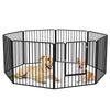 PawHut Heavy Duty Dog Playpen, Steel Dog Pen with Door, Pet Exercise Fence, Outdoor Indoor DIY Design for Small and Medium Dogs, 31.5" Height, 8 Panels