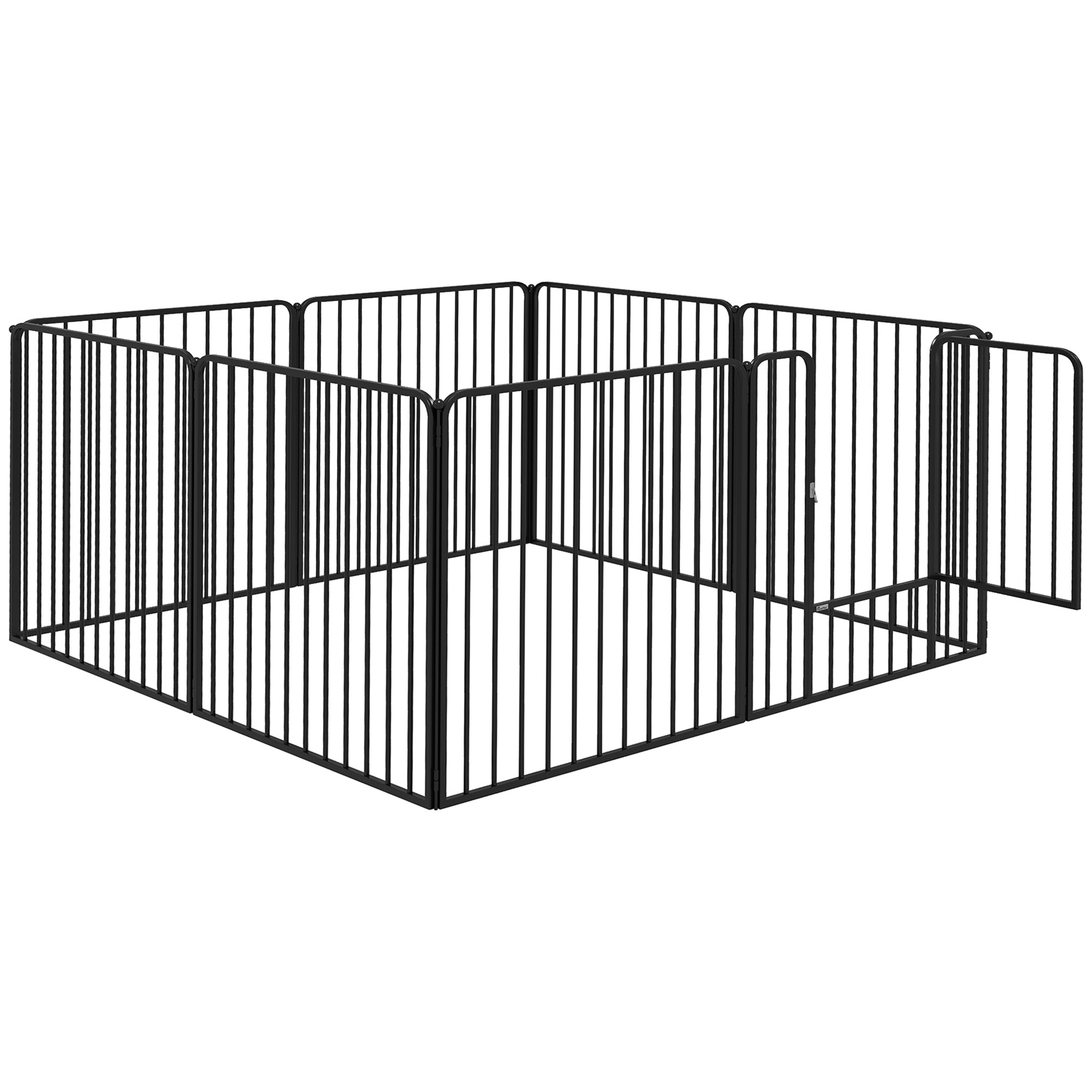 PawHut Heavy Duty Dog Playpen, Steel Dog Pen with Door, Pet Exercise Fence, Outdoor Indoor DIY Design for Small and Medium Dogs, 31.5