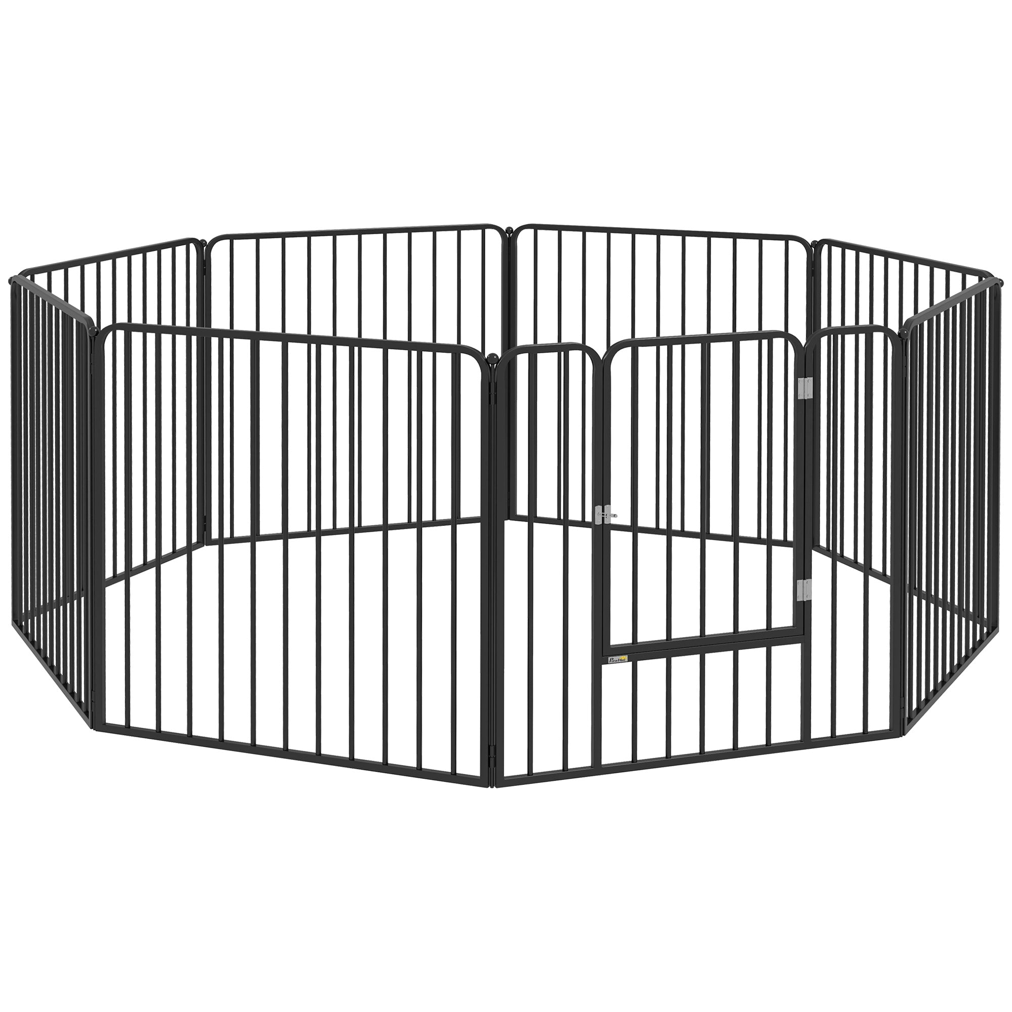 PawHut Heavy Duty Dog Playpen, 8 Panels Dog Pen, 80cm Height Pet Playpen Exercise Pen, with Door, for Small and Medium Dogs
