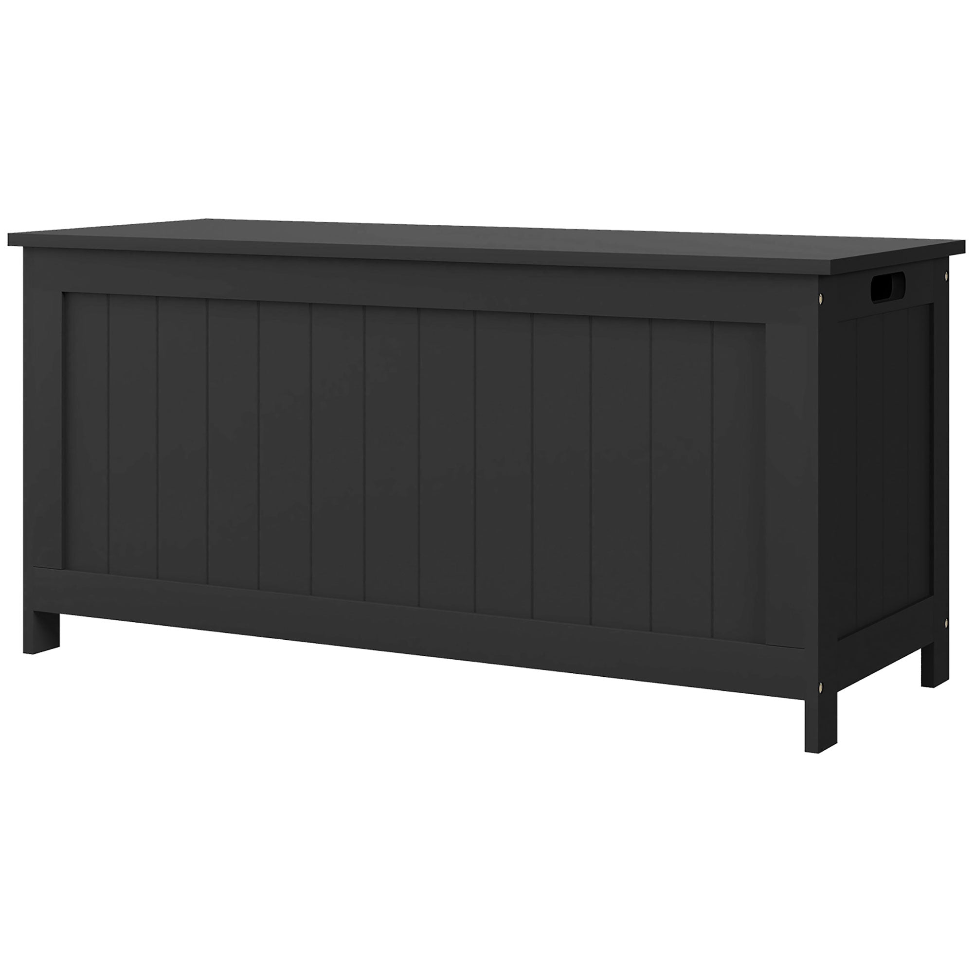 HOMCOM Storage Chest, Modern Storage Trunk with 2 Safety Hinges and Cut-out Handles, Storage Bench for Living Room, Shoe Bench for Entryway, 39.4" x 15.7" x 18.9", Black