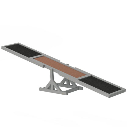 PawHut Wooden Pet Seesaw for Big Dogs, Agility Training Equipment for Dogs with Anti-Slip surface, 180 x 30 x 30cm - Grey