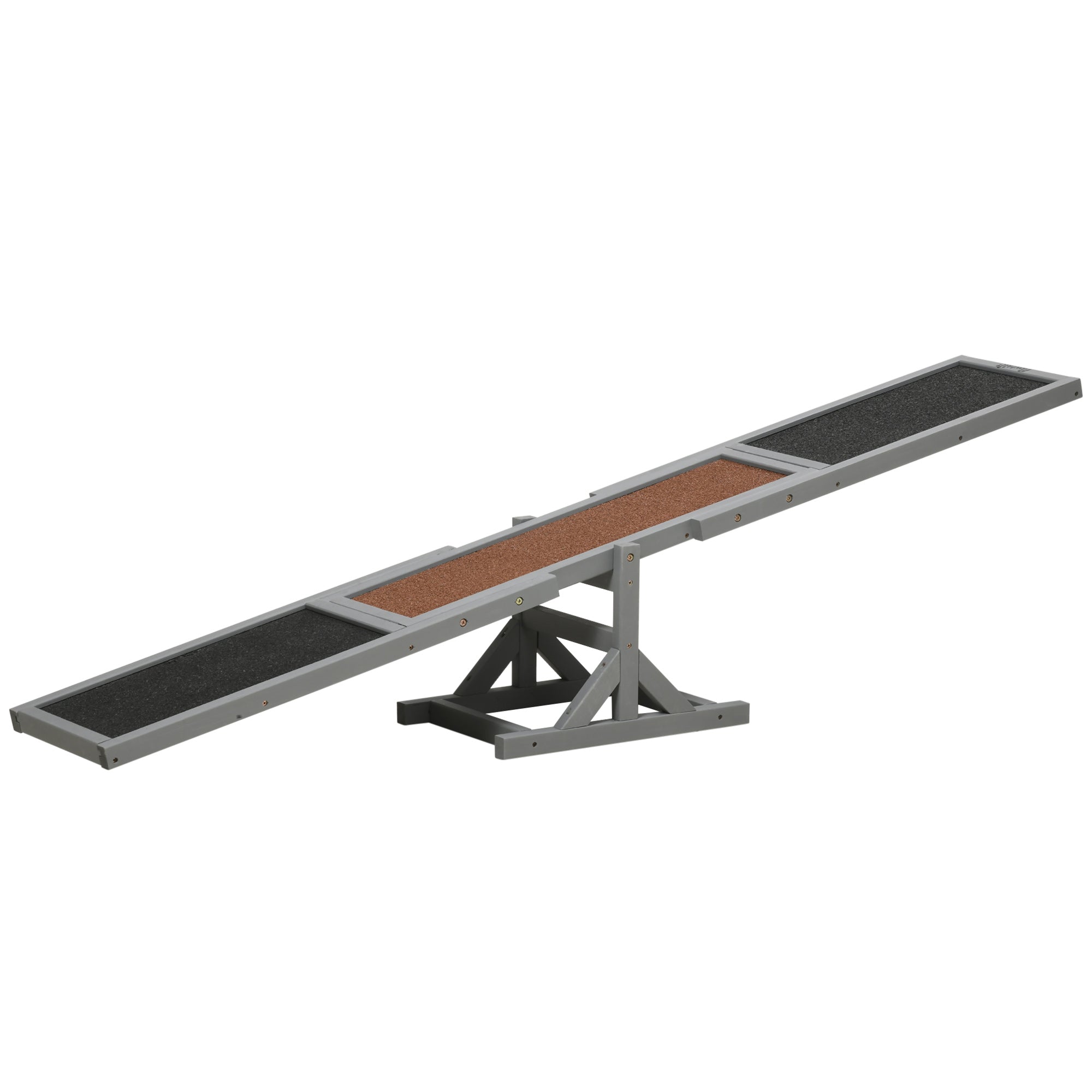 PawHut Wooden Pet Seesaw for Big Dogs, Agility Training Equipment for Dogs with Anti-Slip surface, 180 x 30 x 30cm - Grey