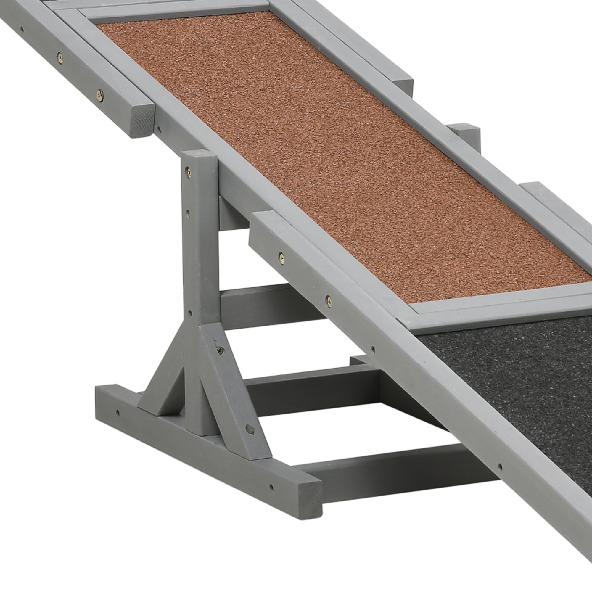 PawHut Wooden Pet Seesaw for Big Dogs, Agility Training Equipment for Dogs with Anti-Slip surface, 180 x 30 x 30cm - Grey