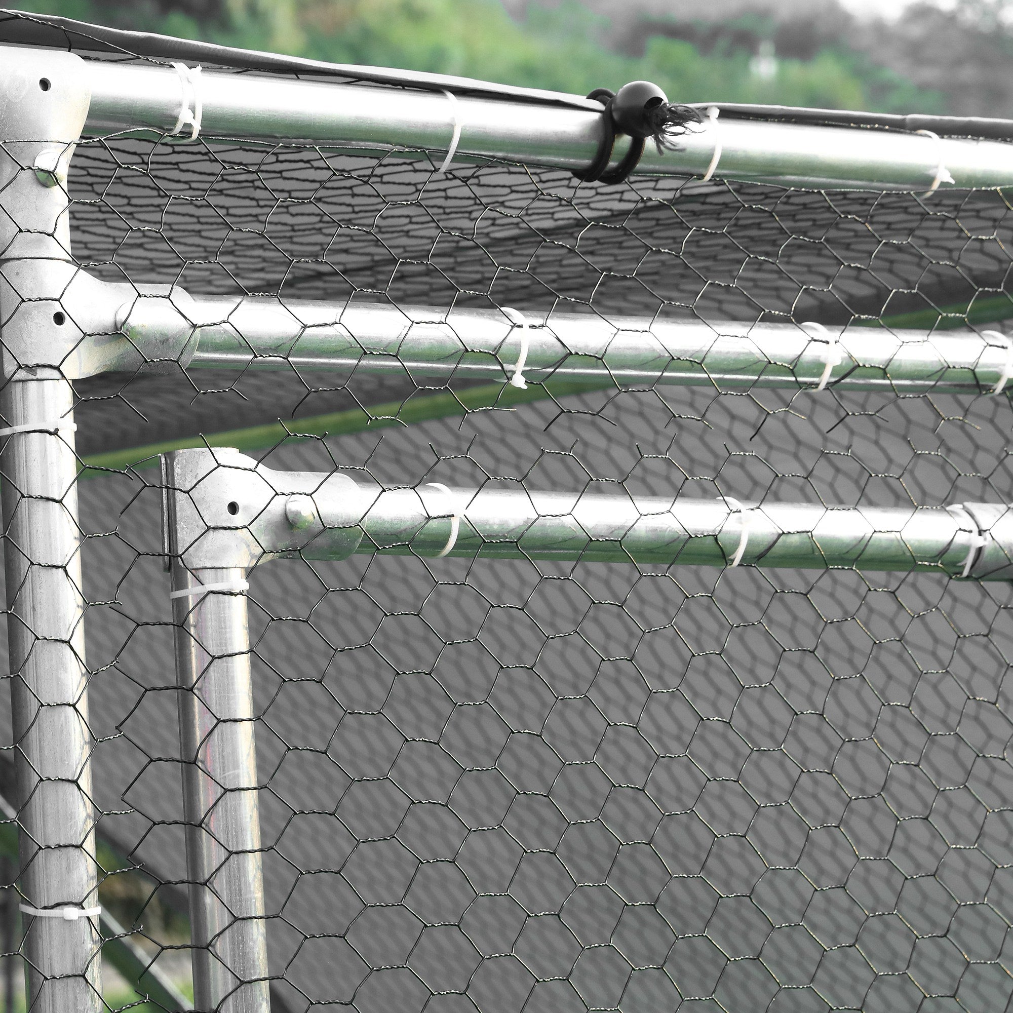 PawHut 9.2' x 6.3' Metal Chicken Coop, Galvanized Walk-in Hen House, Poultry Cage Outdoor Backyard with Waterproof UV-Protection Cover for Rabbits, Ducks