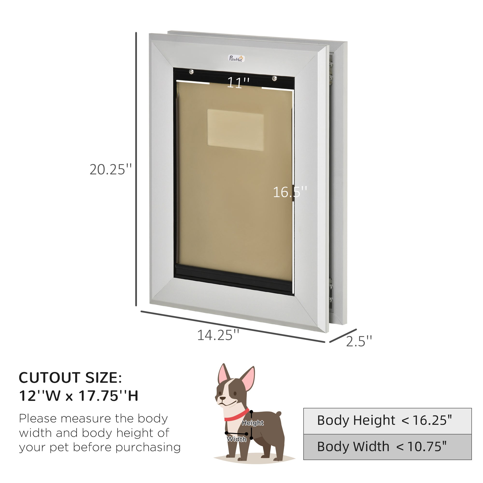 PawHut 2 Way Dog Door, Aluminum Doggy Pet Flap for Wall, Fast Installation, Magnetic Closure, Locking Panel, Weather Resistant, Insulating, Weight Limit 55 lbs