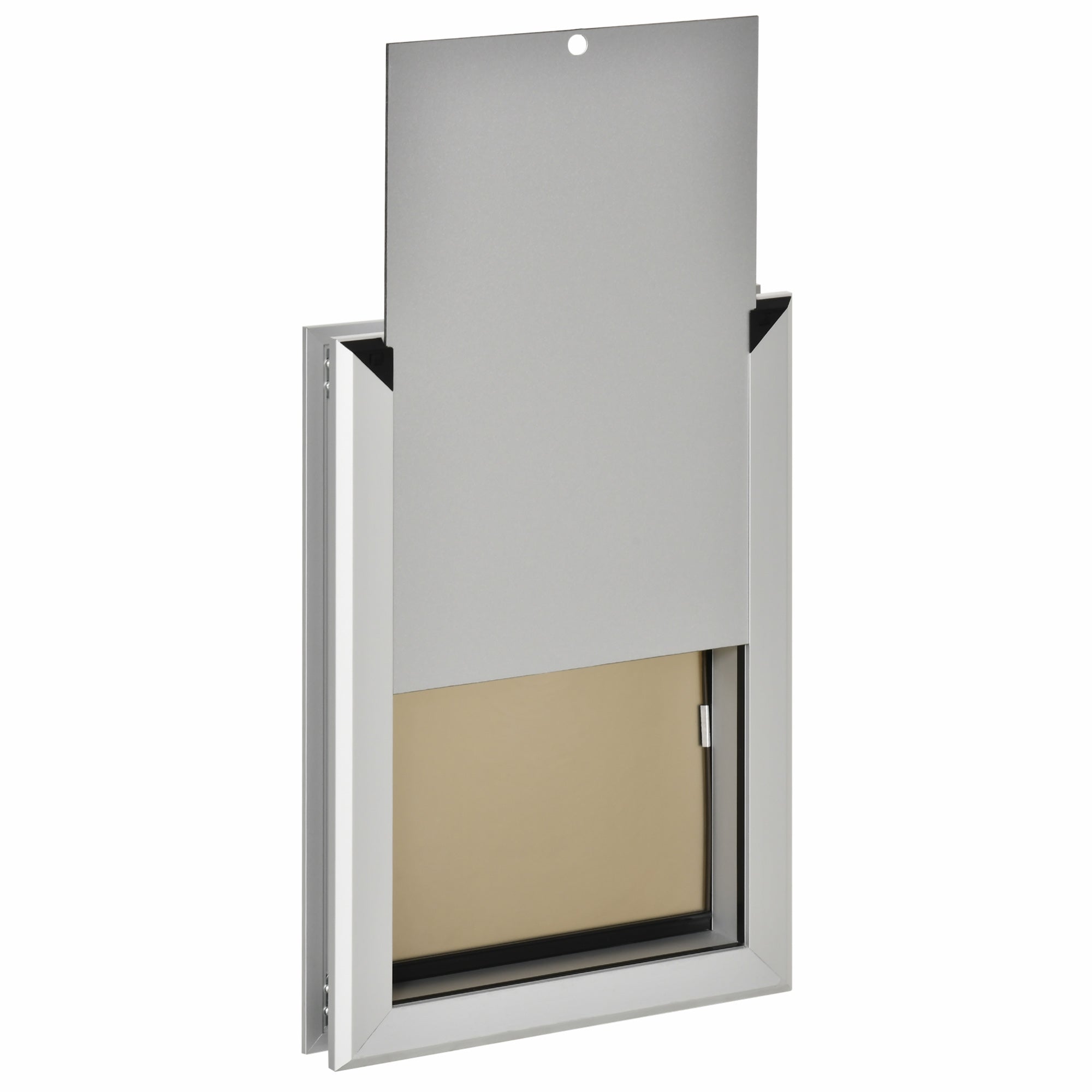 PawHut 2 Way Dog Door, Aluminum Doggy Pet Flap for Wall, Fast Installation, Magnetic Closure, Locking Panel, Weather Resistant, Insulating, Weight Limit 55 lbs