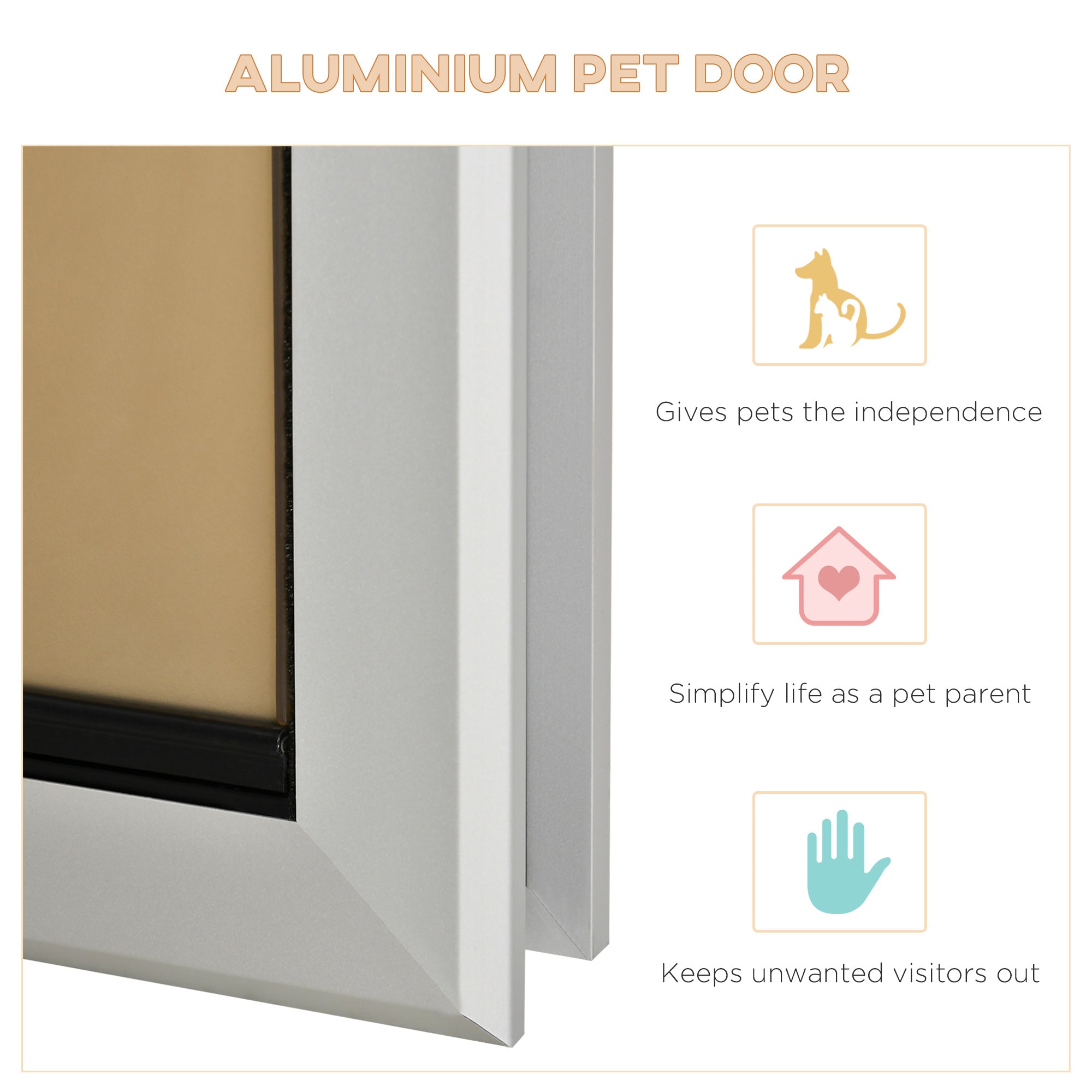 PawHut 2 Way Dog Door, Aluminum Doggy Pet Flap for Wall, Fast Installation, Magnetic Closure, Locking Panel, Weather Resistant, Insulating, Weight Limit 55 lbs