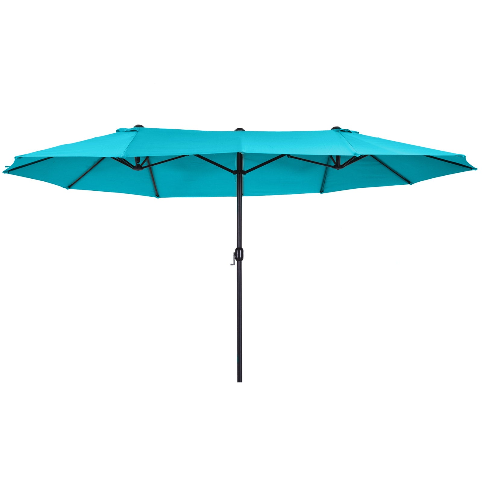 Outsunny 15ft Double-sided Patio Umbrella with Twin Canopy, Extra Large Outdoor Parasol with Crank for Pool, Deck, Market, Sky Blue