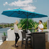 Outsunny 15ft Double-sided Patio Umbrella with Twin Canopy, Extra Large Outdoor Parasol with Crank for Pool, Deck, Market, Sky Blue