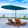 Outsunny 15ft Double-sided Patio Umbrella with Twin Canopy, Extra Large Outdoor Parasol with Crank for Pool, Deck, Market, Sky Blue