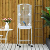 PawHut 62" Bird Cage Budgie Cage with Wheels, Detachable Stand, Storage, White