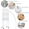 PawHut 62" Bird Cage Budgie Cage with Wheels, Detachable Stand, Storage, White