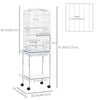 PawHut 62" Bird Cage Budgie Cage with Wheels, Detachable Stand, Storage, White