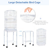 PawHut 62" Bird Cage Budgie Cage with Wheels, Detachable Stand, Storage, White