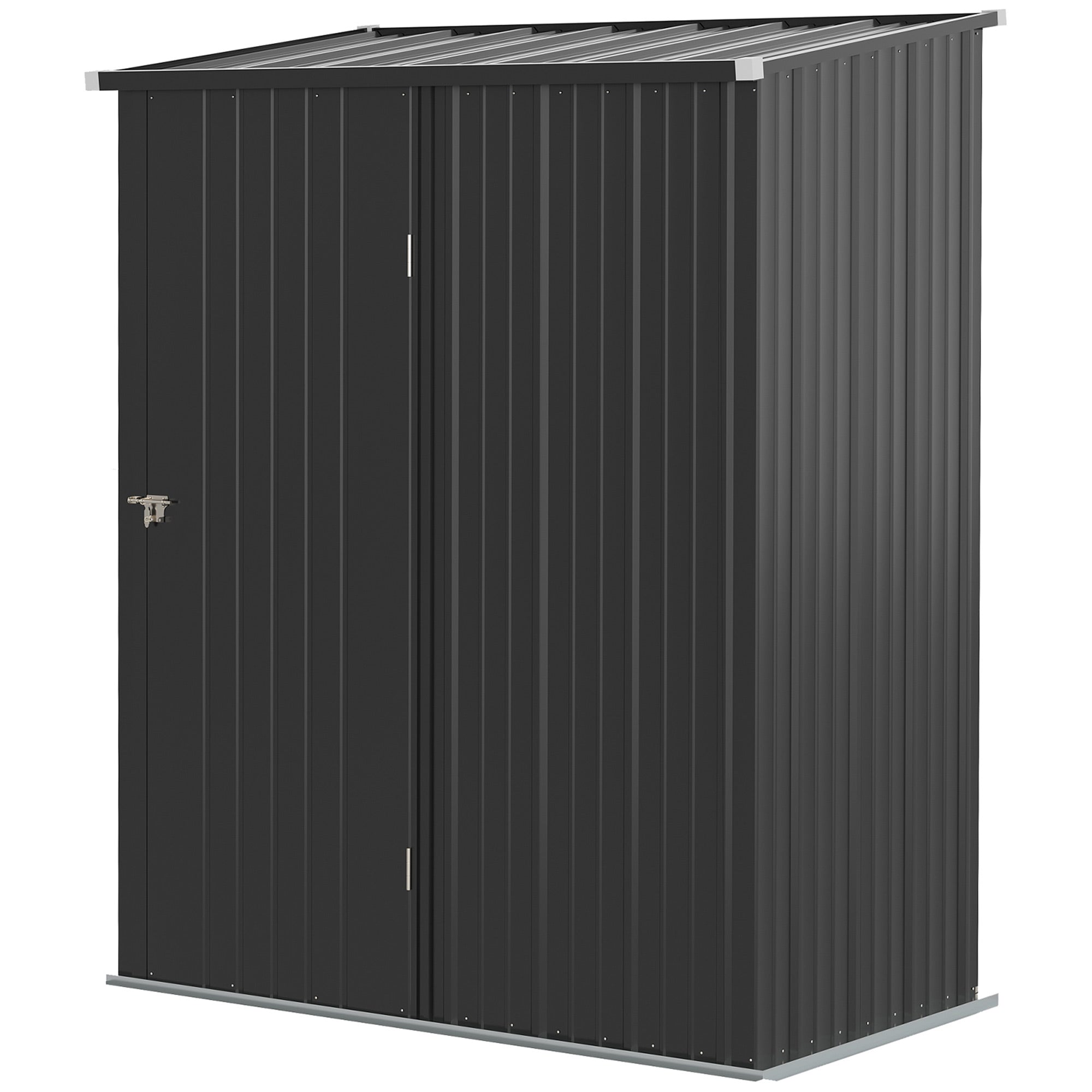Outsunny 5' x 3' Outdoor Storage Shed, Steel Garden Shed with Single Lockable Door and Gloves, Tool Storage House for Backyard, Patio, Lawn, Black