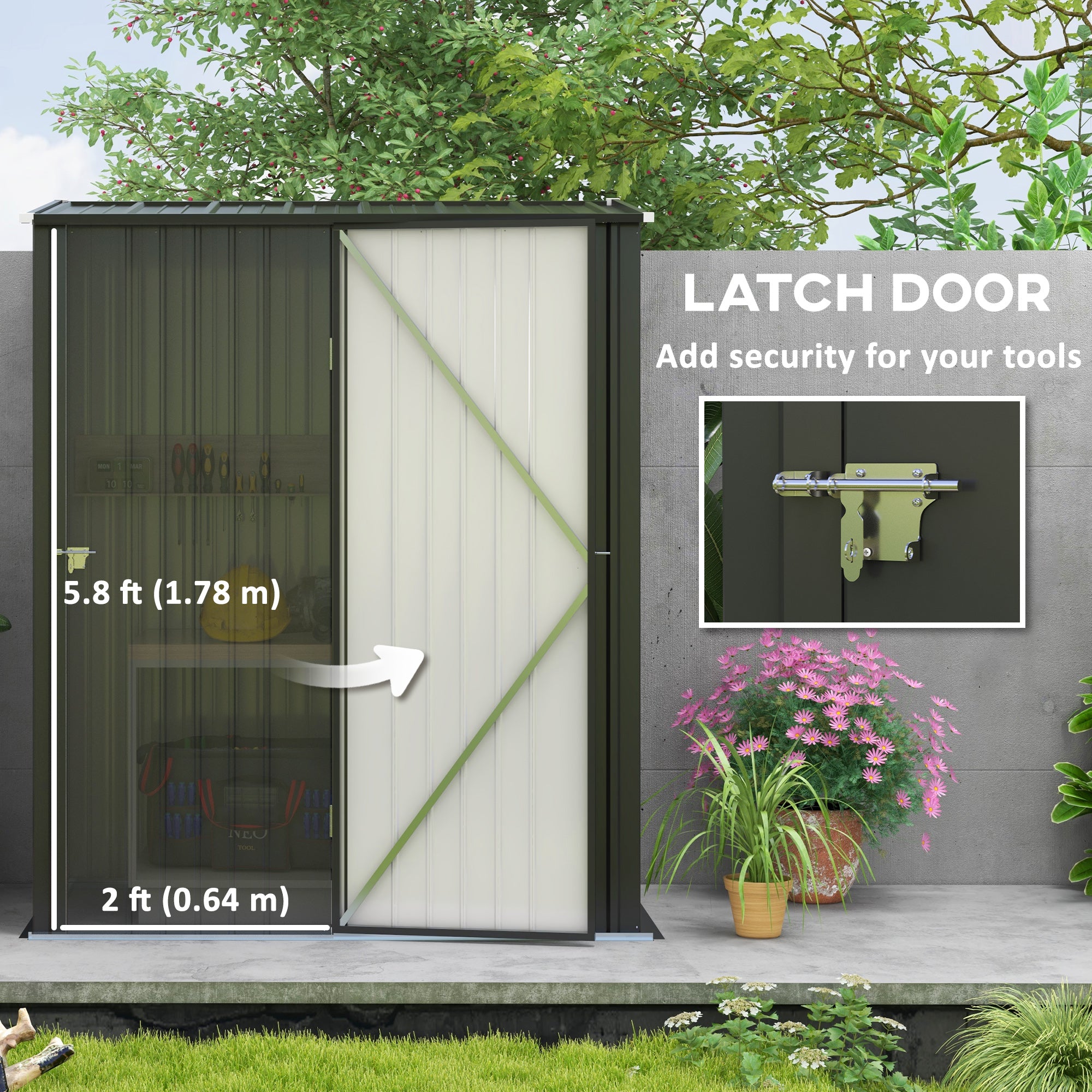 Outsunny 5' x 3' Outdoor Storage Shed, Steel Garden Shed with Single Lockable Door and Gloves, Tool Storage House for Backyard, Patio, Lawn, Black