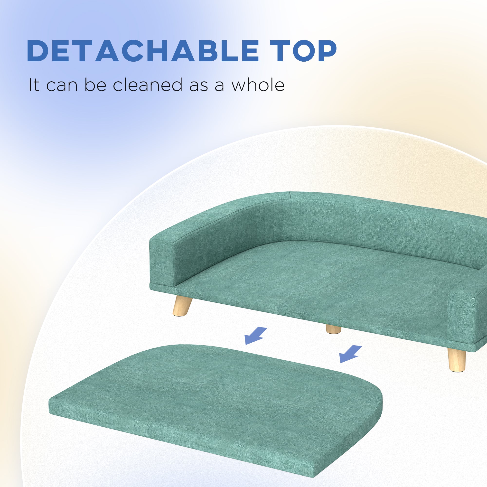 PawHut Dog Sofa Couch, Pet Bed with Comfortable Luxury Cushion, Washable Cover, Wooden Legs, Anti-slip Mat for Large Dogs, Cats, Kittens, Green