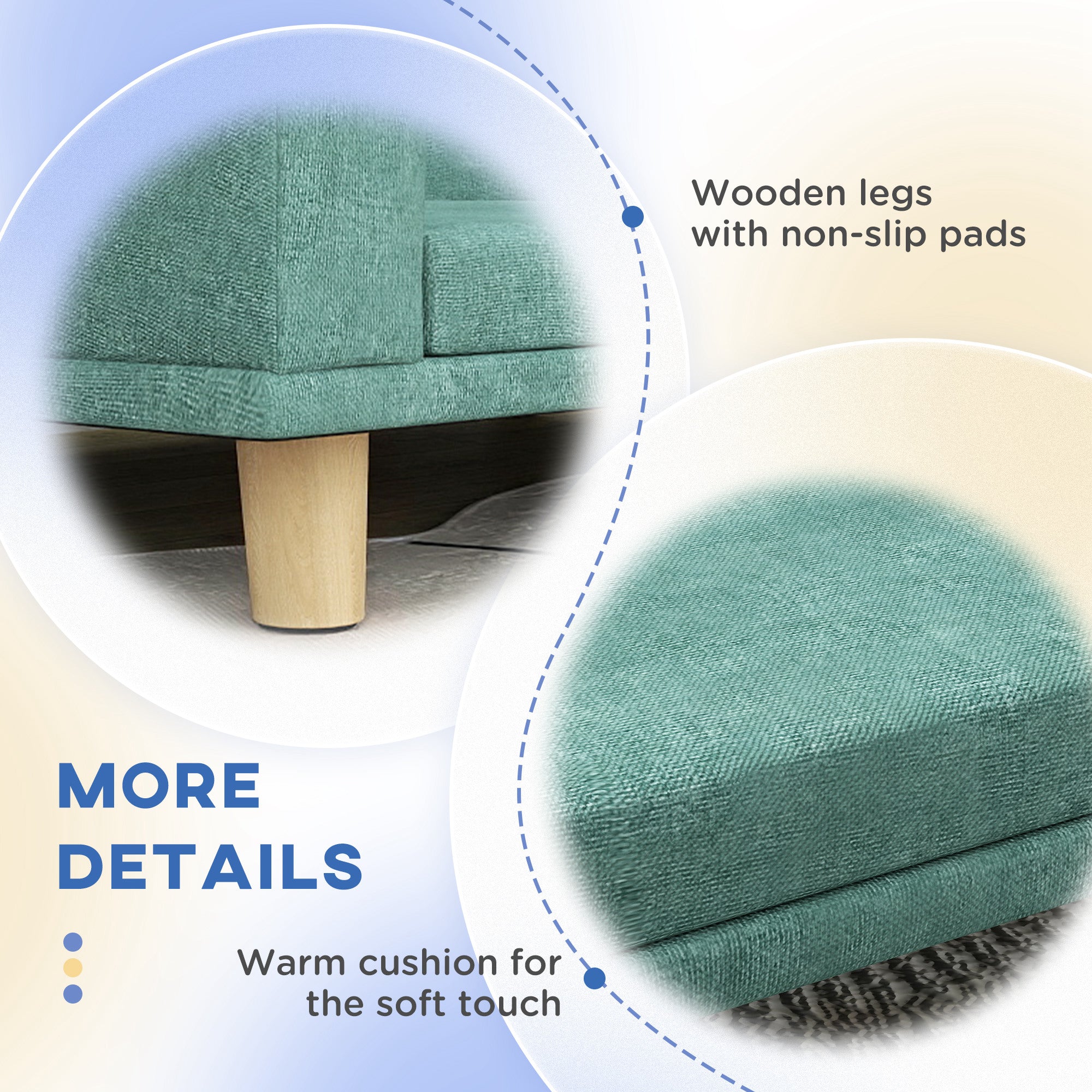PawHut Dog Sofa Couch, Pet Bed with Comfortable Luxury Cushion, Washable Cover, Wooden Legs, Anti-slip Mat for Large Dogs, Cats, Kittens, Green