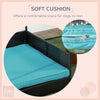 PawHut Rattan Dog House Outdoor with Shade Canopy, Elevated Wicker Dog Bed with Soft Cushion Washable Cover, for Medium Large Dogs, Blue