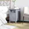 HOMCOM Narrow Side Table, Accent End Table with Pull-out Tray, Open Shelf and Cupboard, Slim Nightstand with Storage for Living Room, Grey