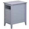 HOMCOM Narrow Side Table, Accent End Table with Pull-out Tray, Open Shelf and Cupboard, Slim Nightstand with Storage for Living Room, Grey