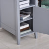 HOMCOM Narrow Side Table, Accent End Table with Pull-out Tray, Open Shelf and Cupboard, Slim Nightstand with Storage for Living Room, Grey