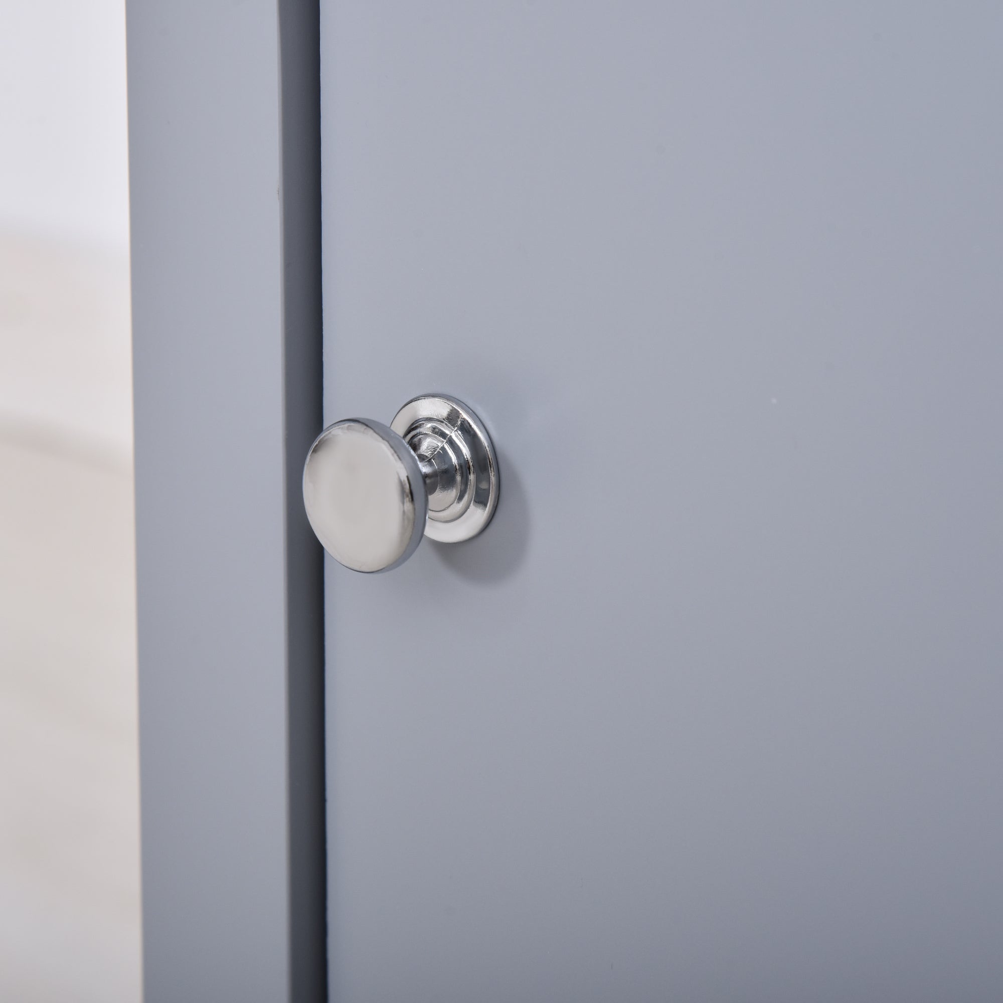 HOMCOM Narrow Side Table, Accent End Table with Pull-out Tray, Open Shelf and Cupboard, Slim Nightstand with Storage for Living Room, Grey