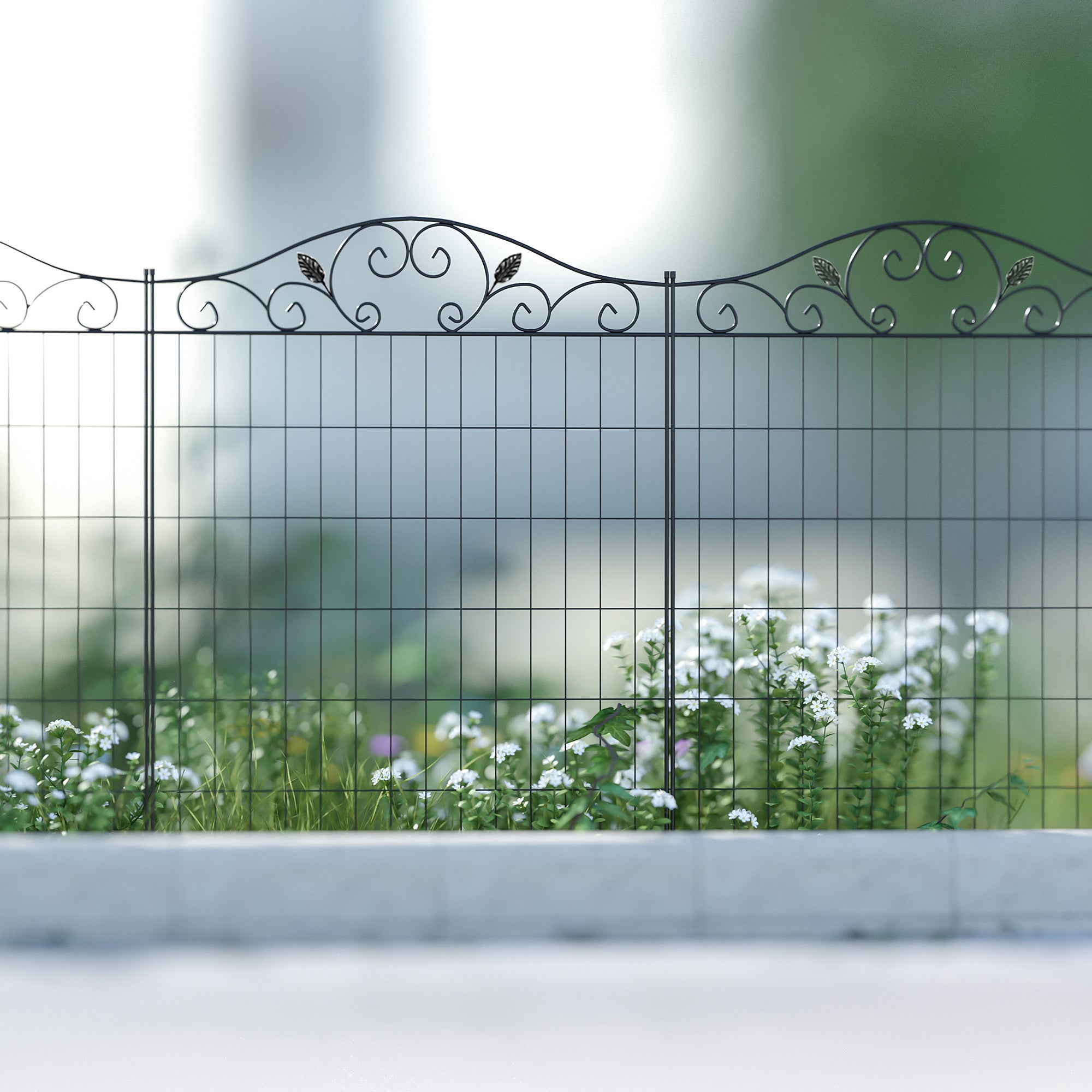 Outsunny Garden Decorative Fence 4 Panels 44in x 12ft Steel Wire Border Edging for Landscaping