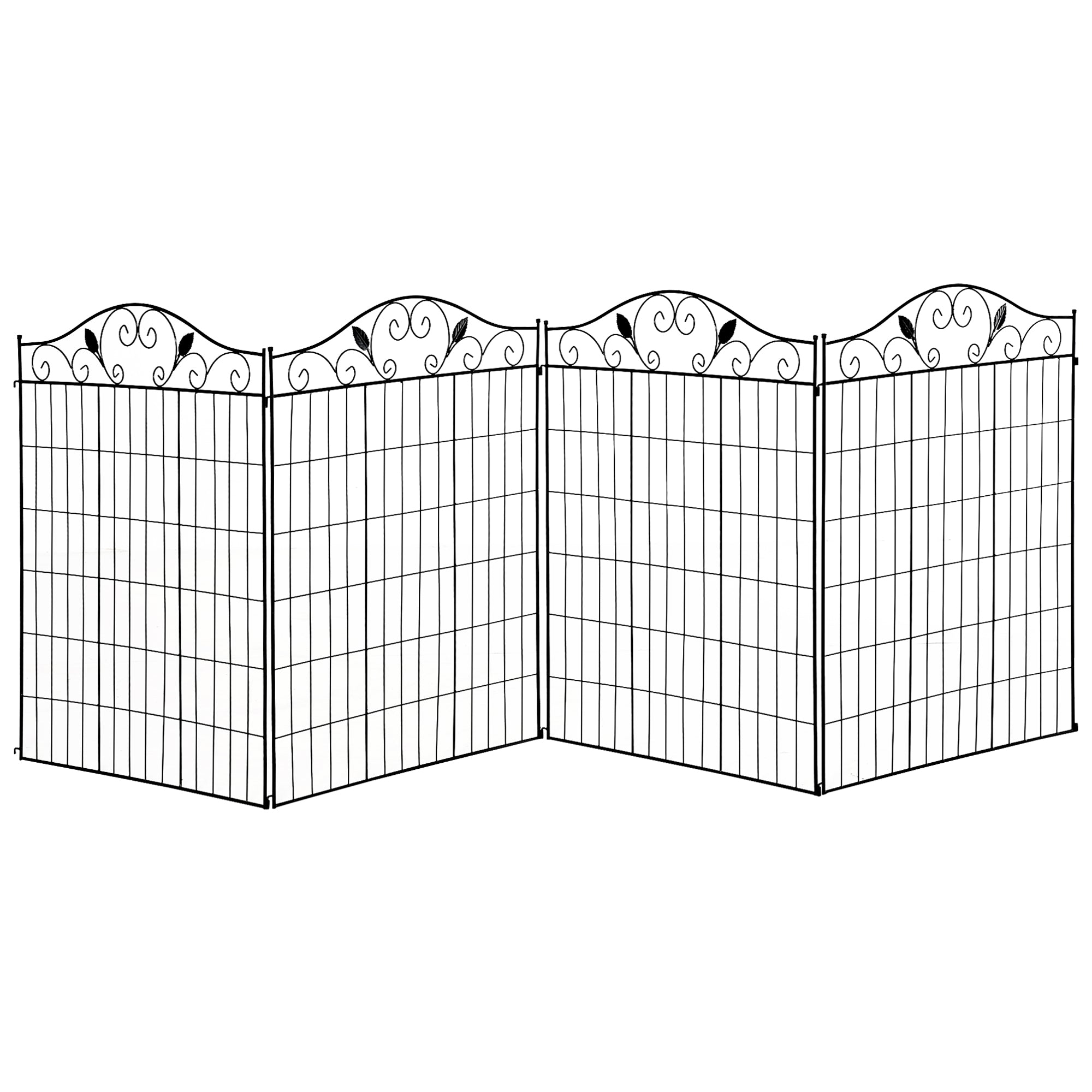 Outsunny Garden Decorative Fence 4 Panels 44in x 12ft Steel Wire Border Edging for Landscaping