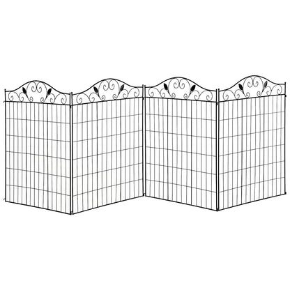 Outsunny Garden Decorative Fence 4 Panels 44in x 12ft Steel Wire Border Edging for Landscaping
