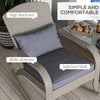 Outsunny Outdoor Wicker Adirondack Rocking Chair, Patio Rattan Rocker Chair with High Back, Seat Cushion and Pillow for Garden, Porch, Balcony, Grey