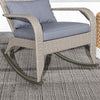 Outsunny Outdoor Wicker Adirondack Rocking Chair, Patio Rattan Rocker Chair with High Back, Seat Cushion and Pillow for Garden, Porch, Balcony, Grey